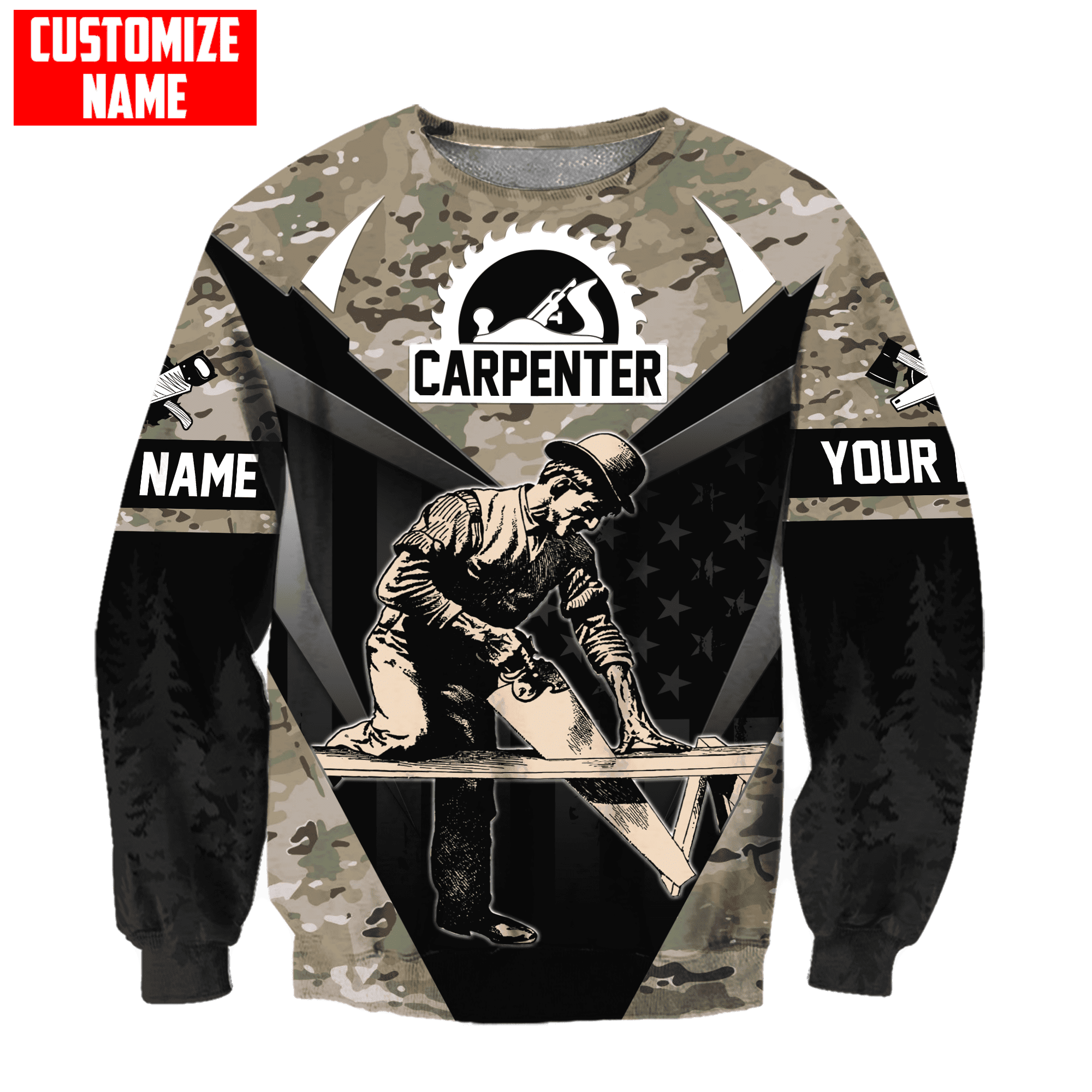 Personalized Name Carpenter Camo Hoodie