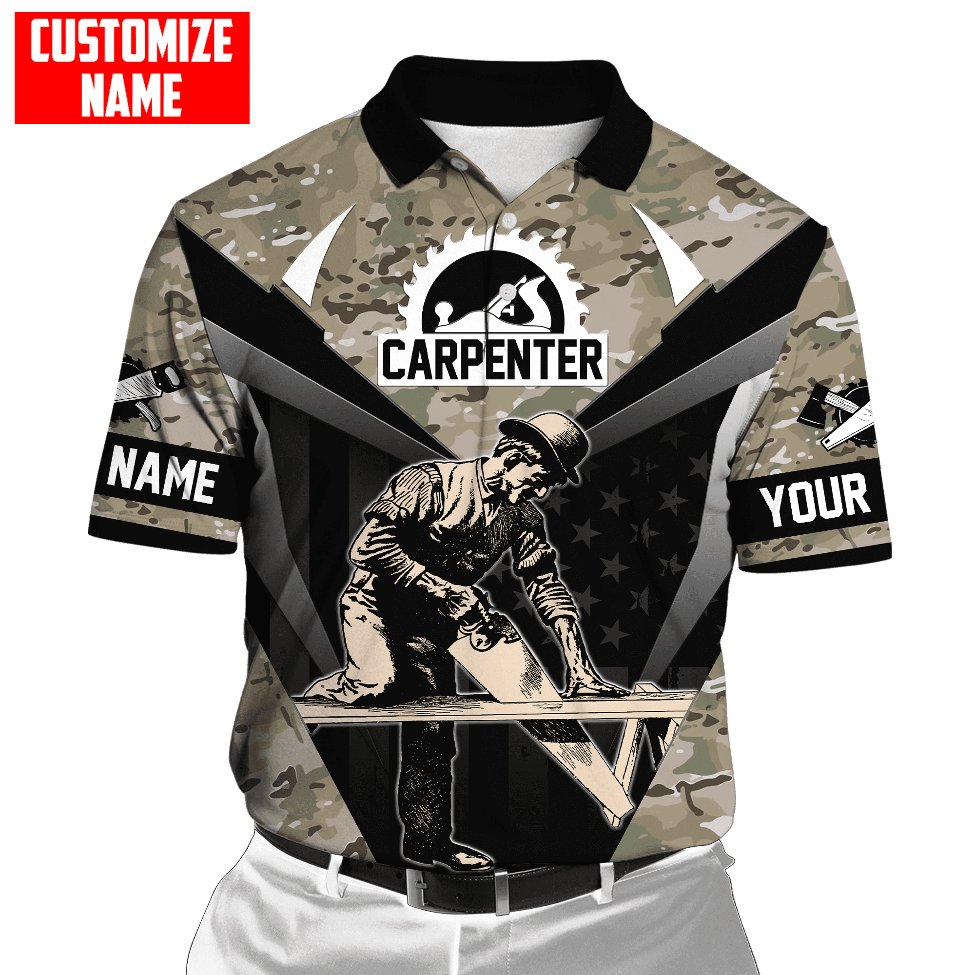 Personalized Name Carpenter Camo Hoodie