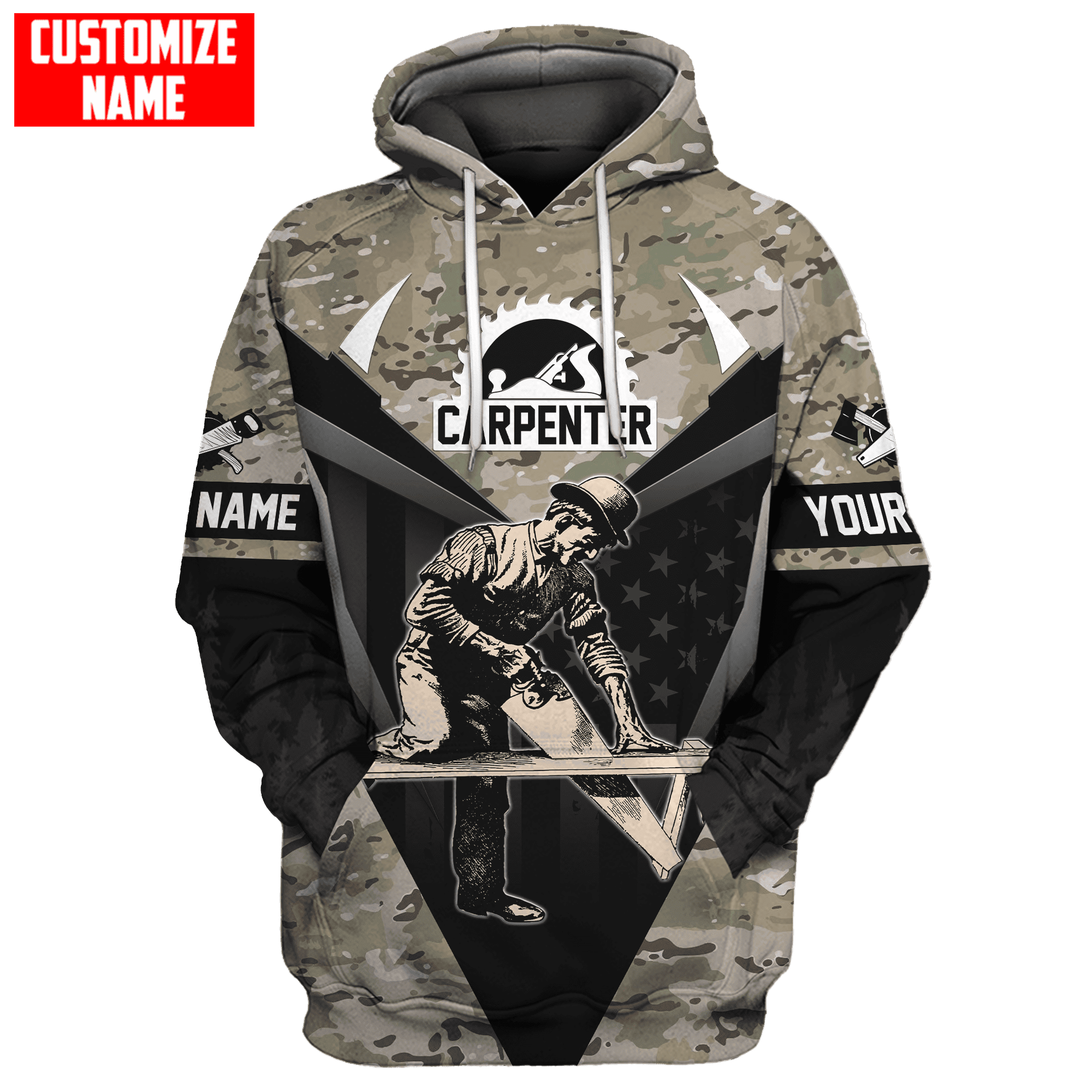 Personalized Name Carpenter Camo Hoodie