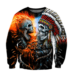 Lightning Skull And Native Hoodie For Men And Women