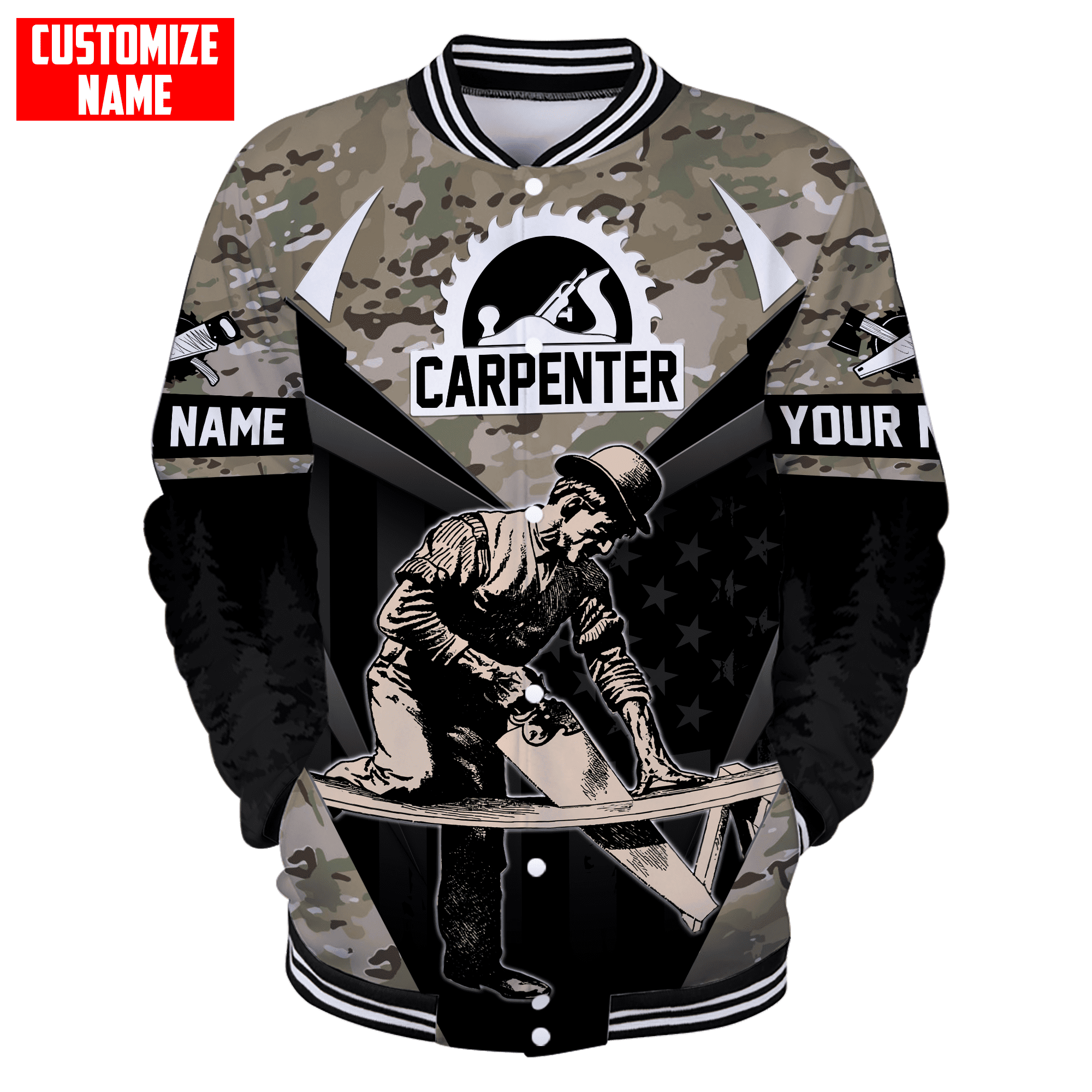 Personalized Name Carpenter Camo Hoodie