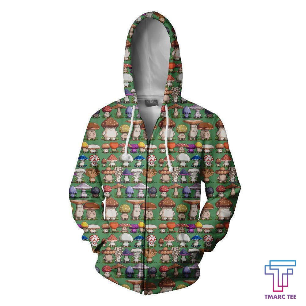 All Over Print Cartoon Mushroom Hoodie