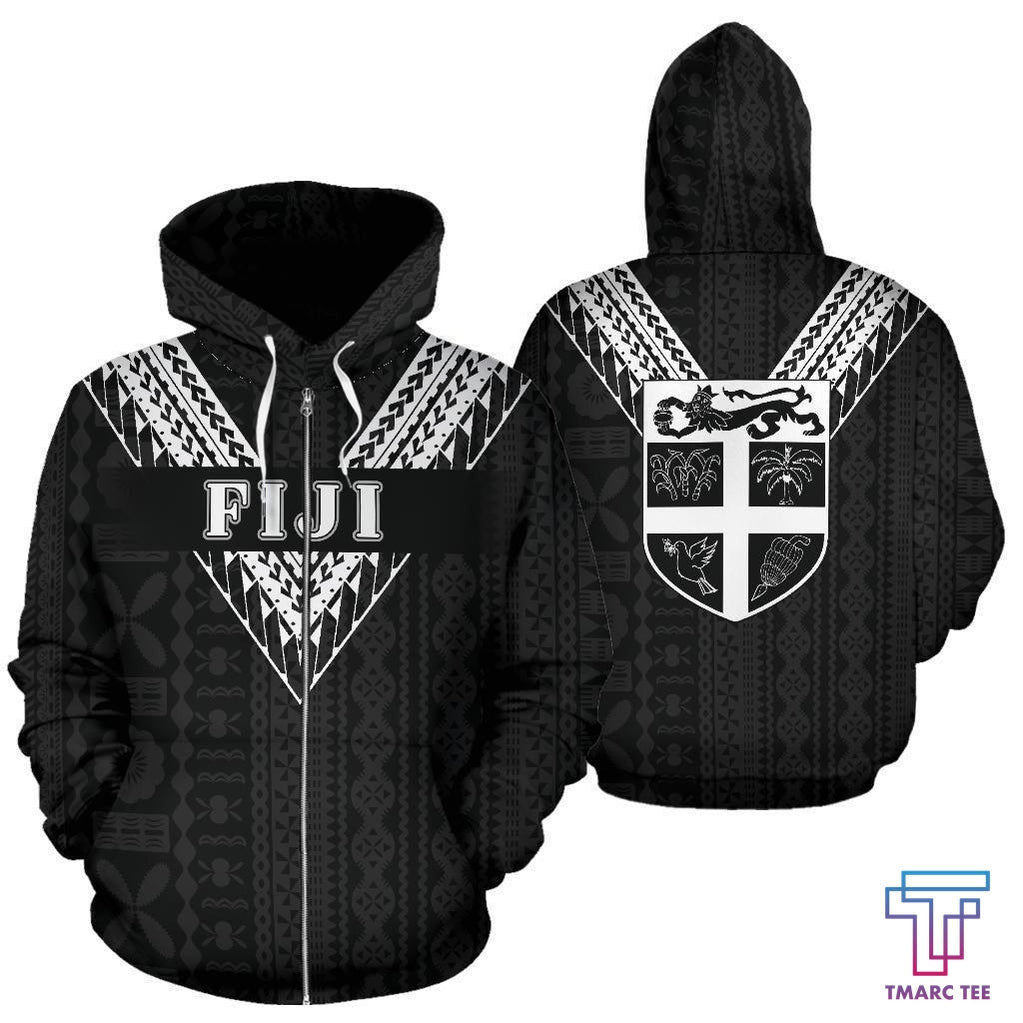 Fiji All Over Zip-Up Hoodie - White Sailor Style - BN