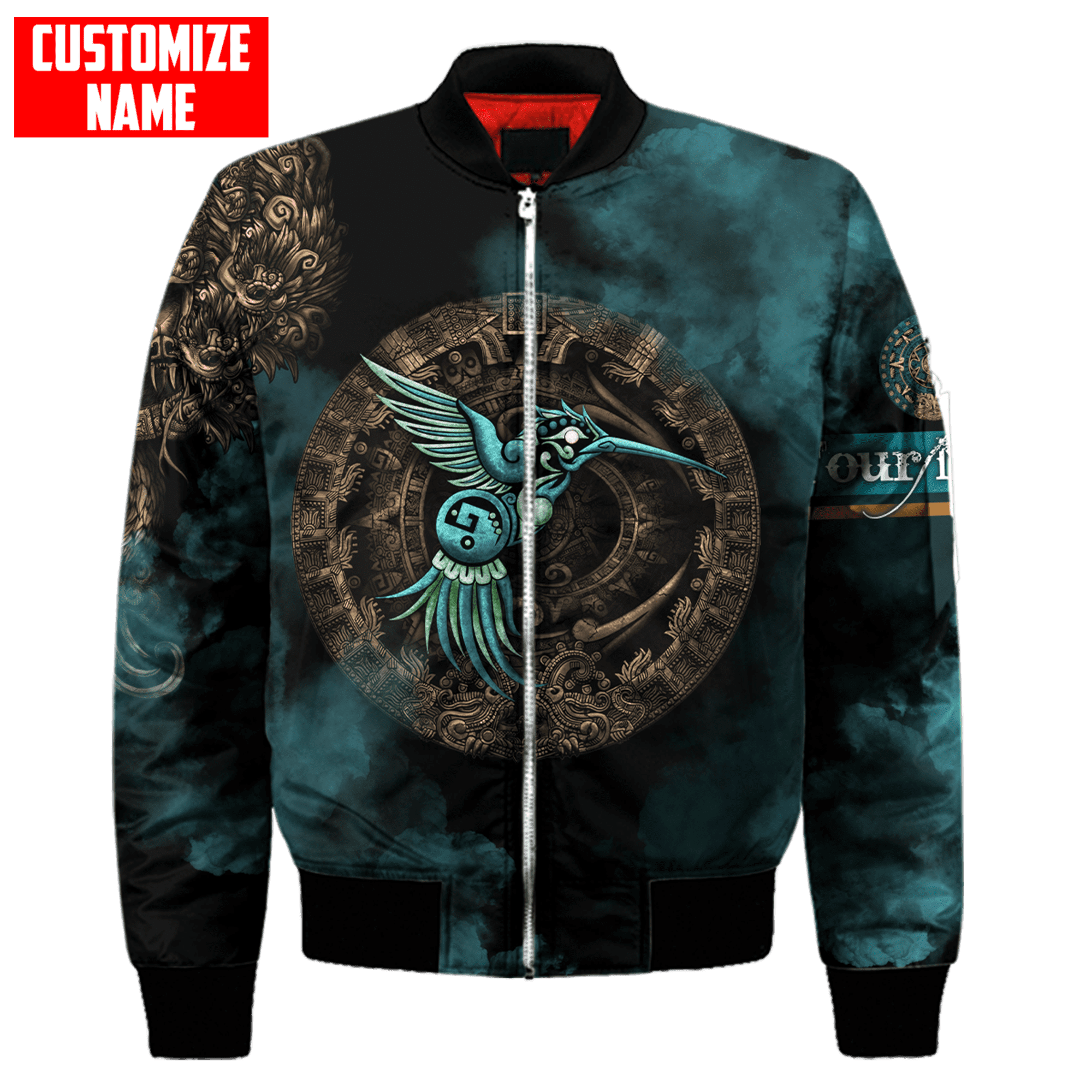 Personalized Mexico Aztec Blue Humingbird All D Over Printed Unisex Hoodie