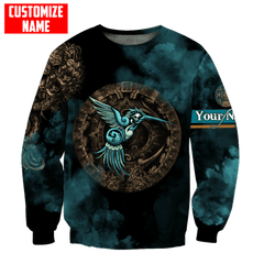 Personalized Mexico Aztec Blue Humingbird All D Over Printed Unisex Hoodie