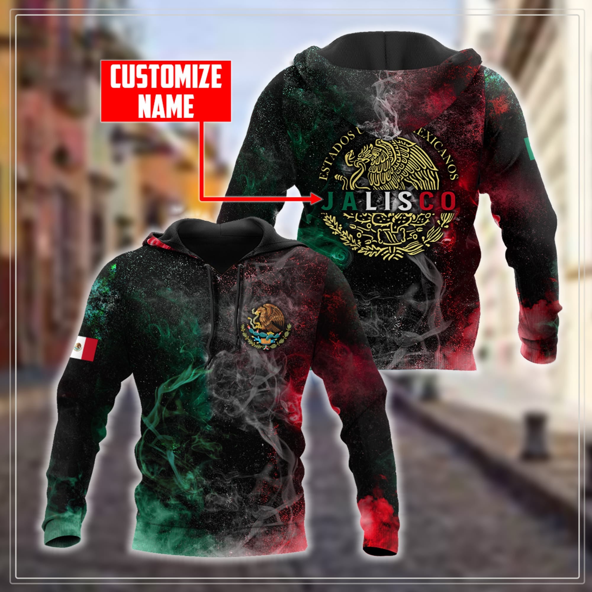 Personalized Mexico All D Over Printed Unisex Hoodie