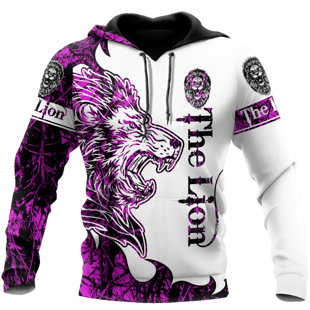 The Purple Lion Tattoo Over Printed Hoodie