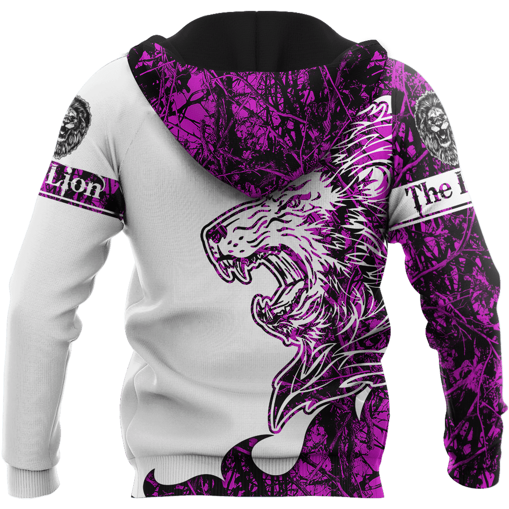 The Purple Lion Tattoo Over Printed Hoodie