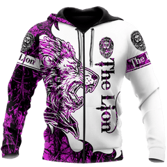 The Purple Lion Tattoo Over Printed Hoodie