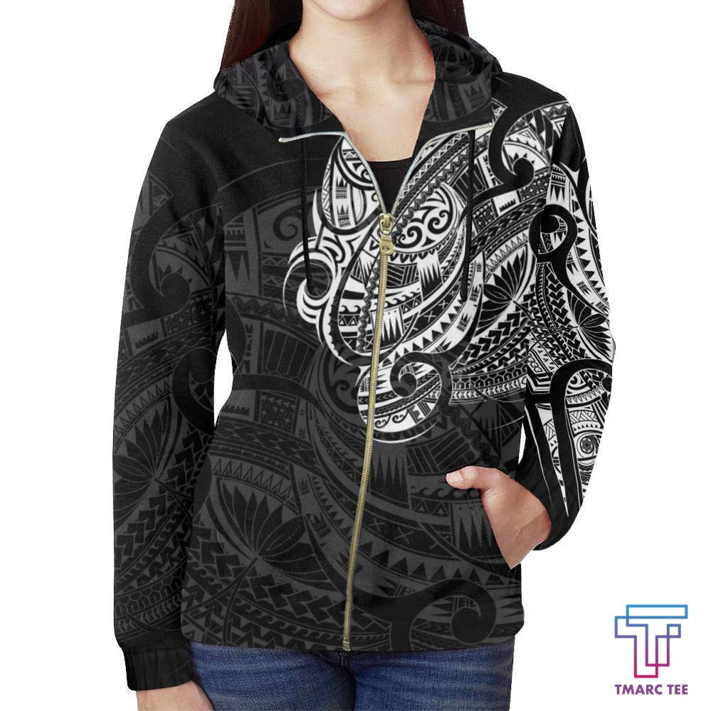 Maori Tattoo Style All Over Hoodie White Version NVD