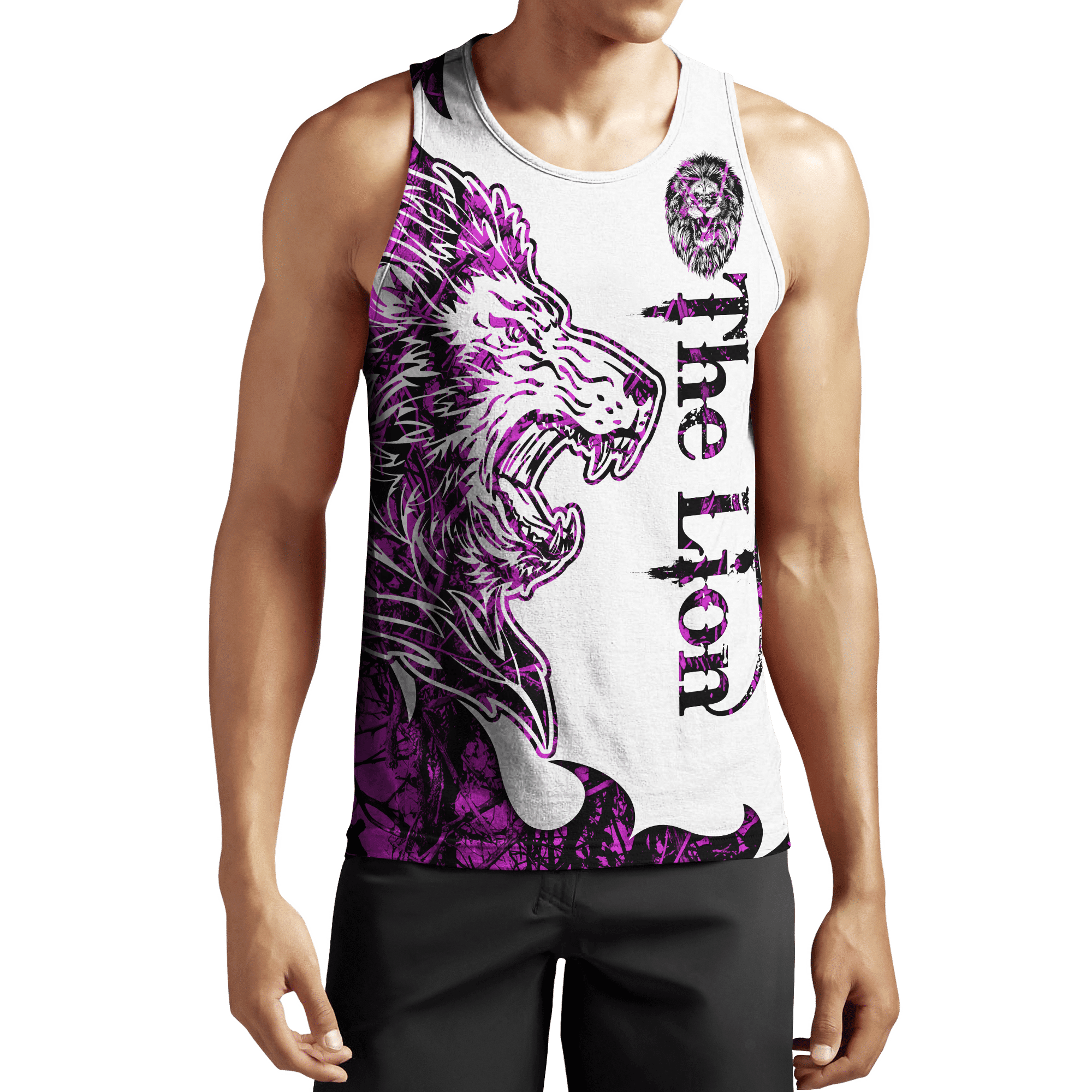 The Purple Lion Tattoo Over Printed Hoodie