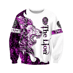 The Purple Lion Tattoo Over Printed Hoodie