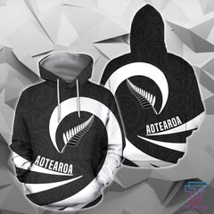 Aotearoa Hoodie Silver Fern Roll Into My Heart Zip-Up TH