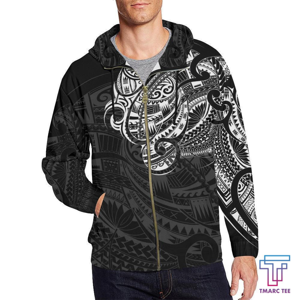 Maori Tattoo Style All Over Hoodie White Version NVD