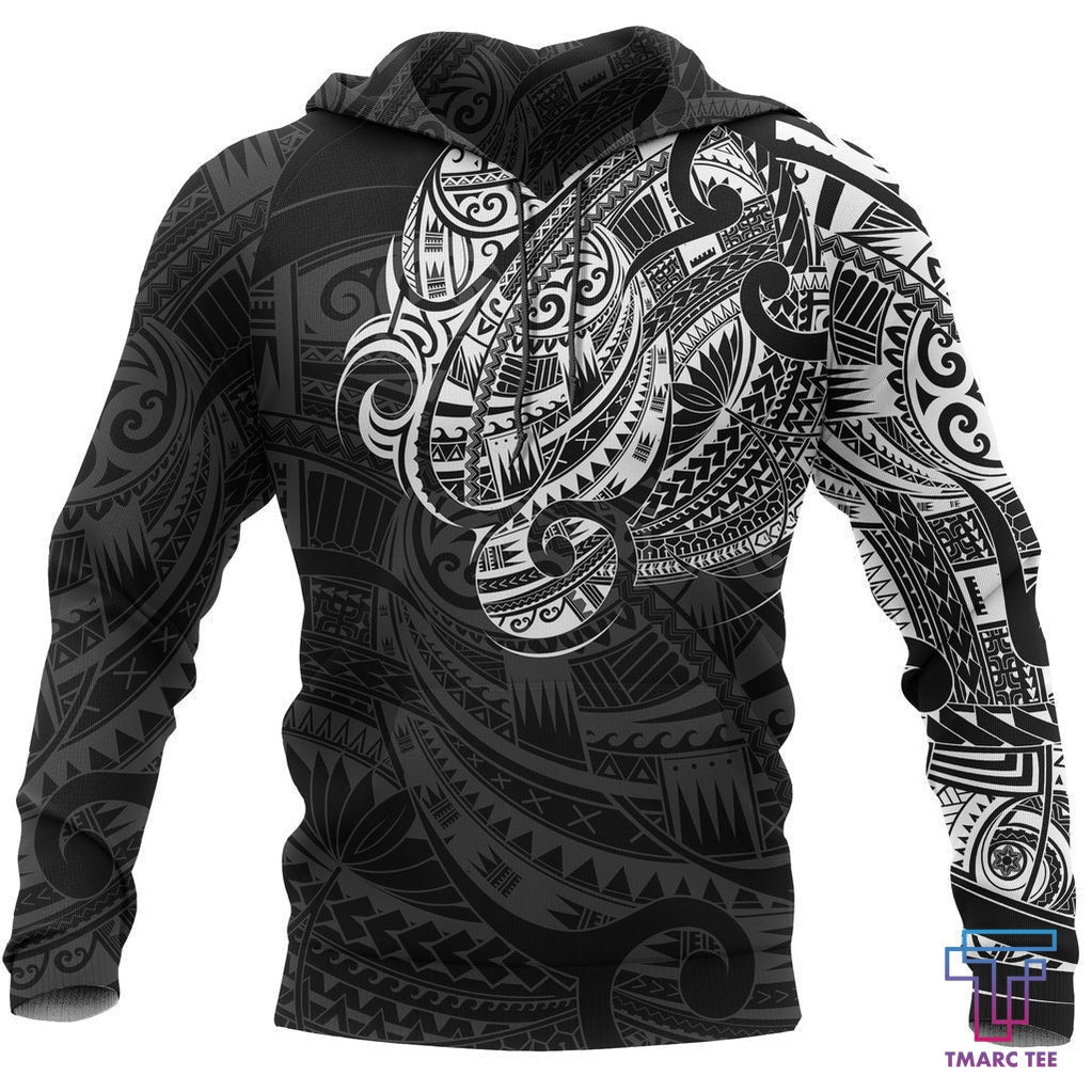 Maori Tattoo Style All Over Hoodie White Version NVD