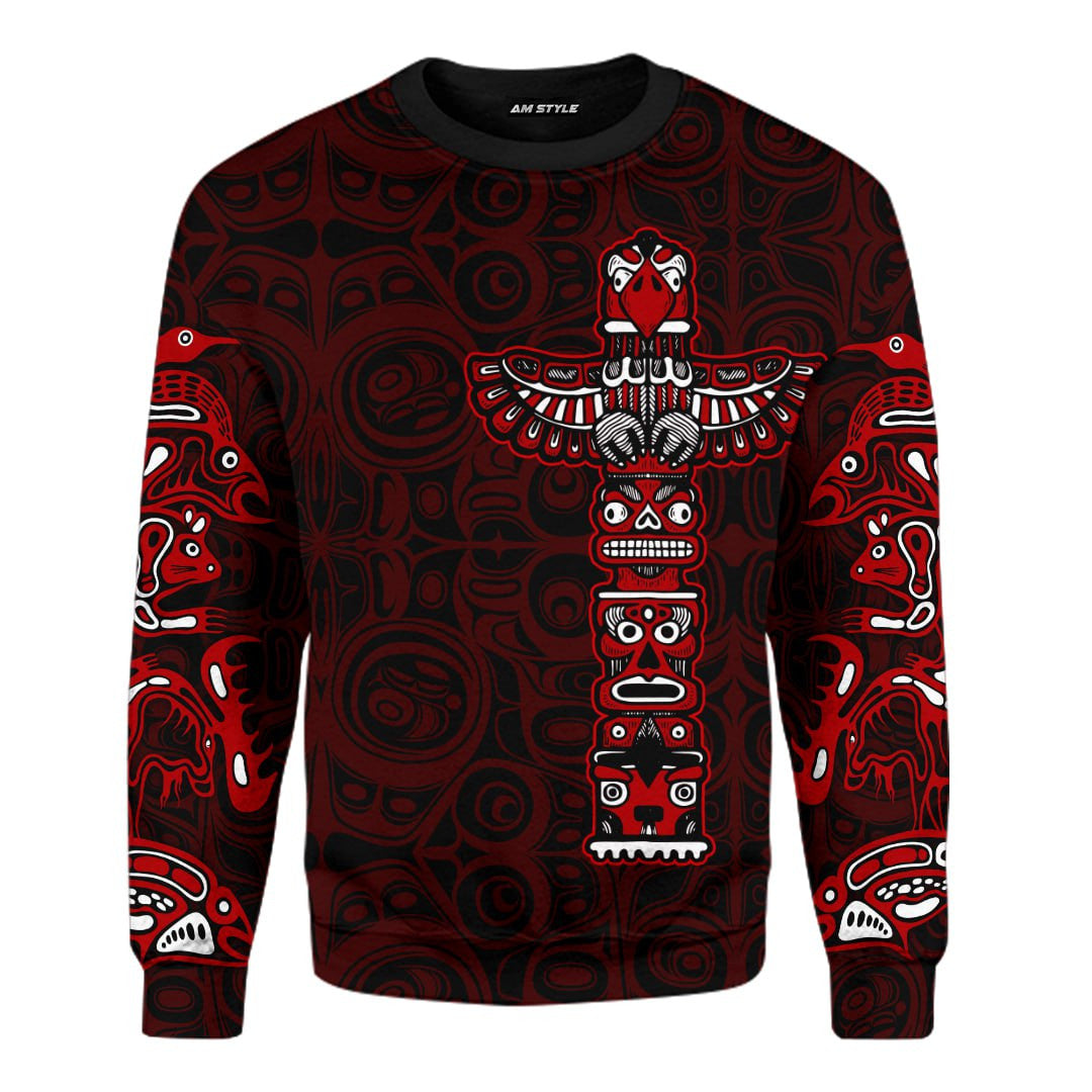 Totem Pole Native American Pacific Northwest Style Customized All Over Printed Hoodie