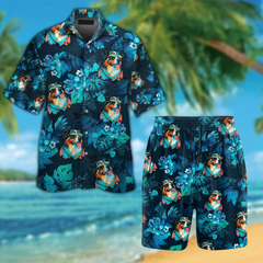 Australian Shepherd Dog Wearing Sunglass Funny Hawaiian Shirt