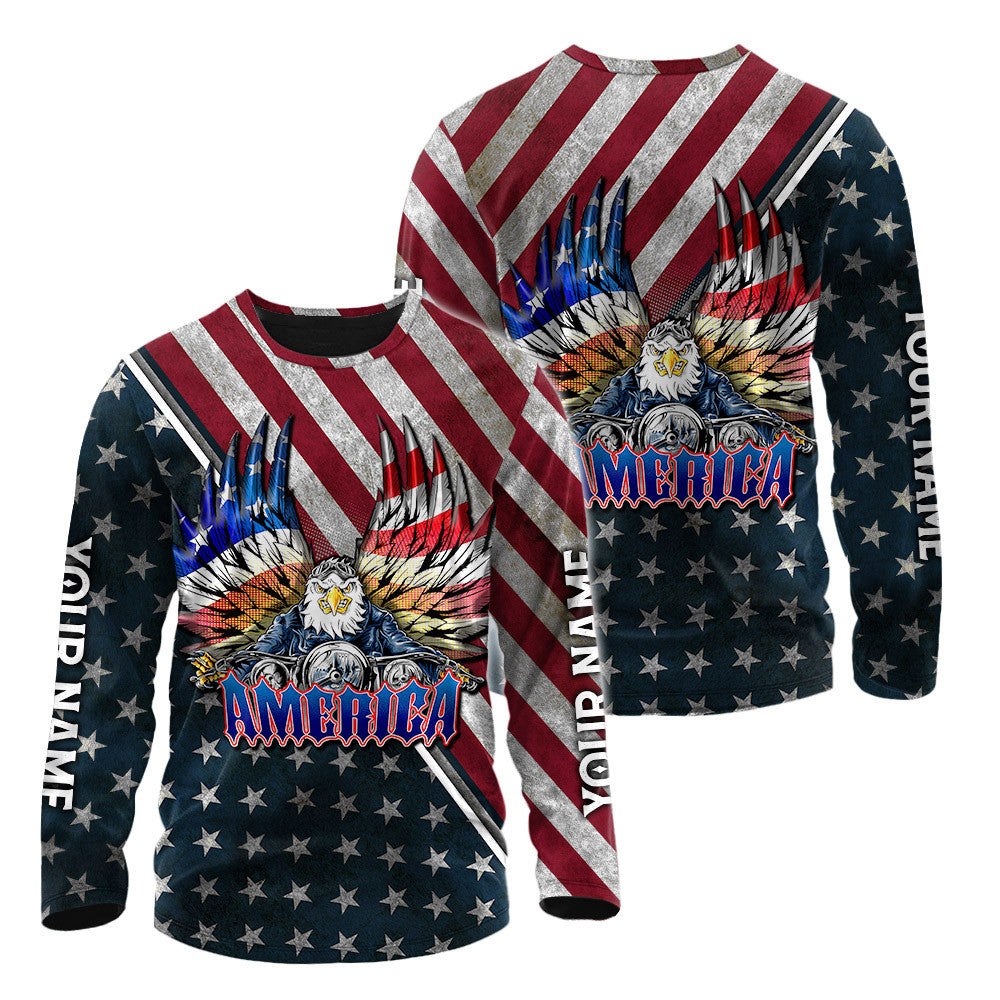 Independence Day American Eagle Biker Customized 3D All Over Printed Shirts