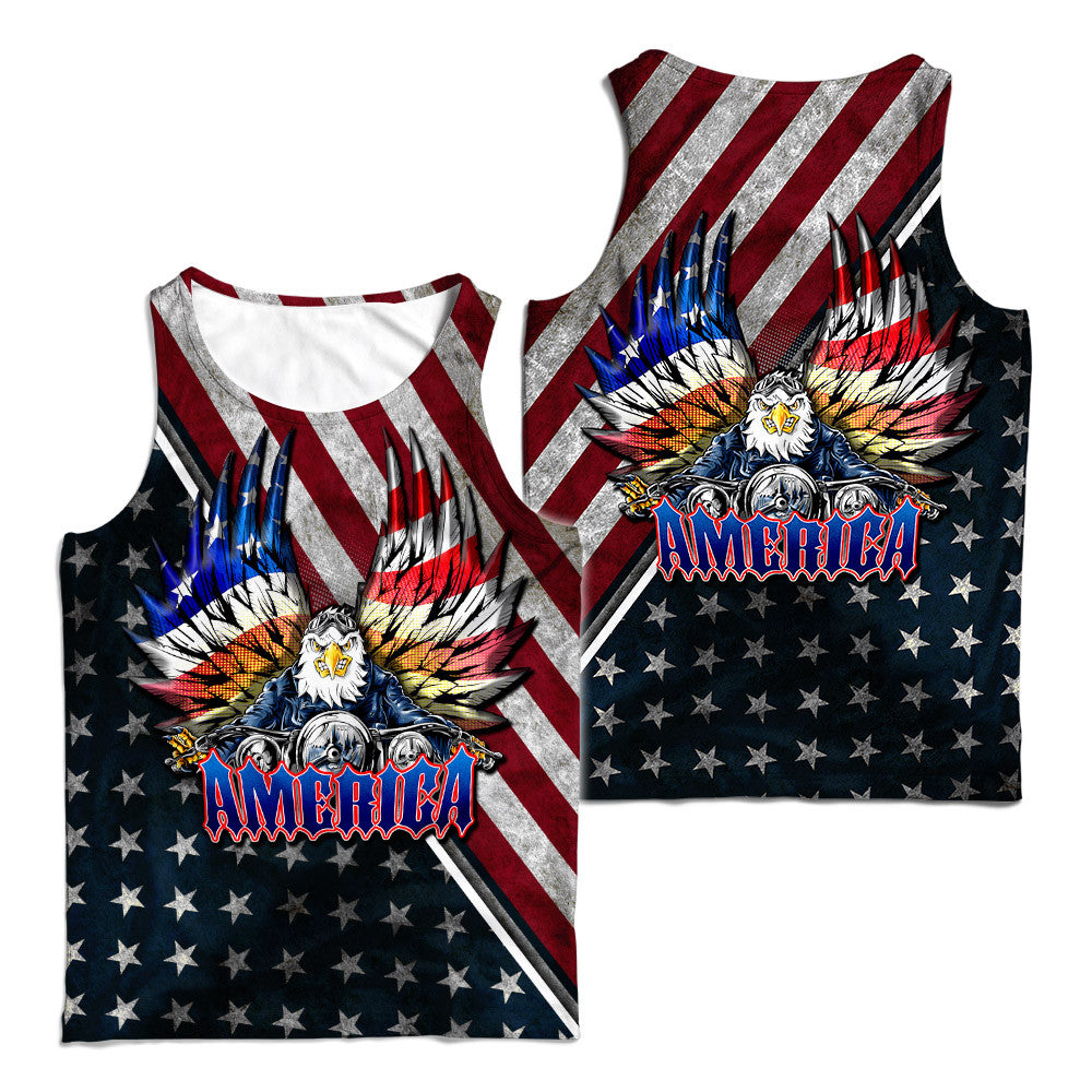 Independence Day American Eagle Biker Customized 3D All Over Printed Shirts