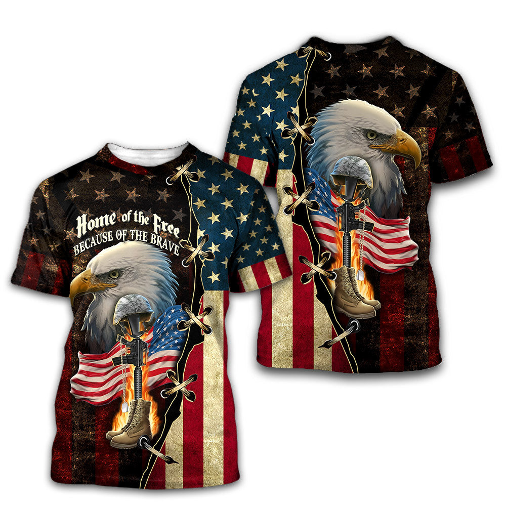 Home of The Free Because of The Brave 4th of July Independence Day 3D Printed Shirts