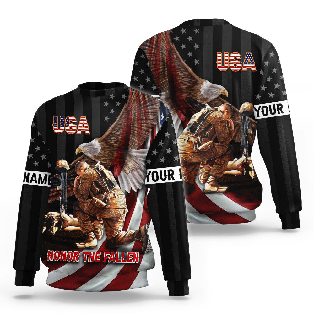 Honor The Fallen Eagle American Independence Day Customized 3D All Over Printed Shirts