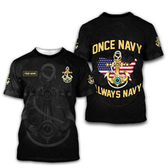 Once Navy Always Navy Independence Day Customized 3D Shirts