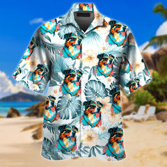 Australian Shepherd Dog Wearing Sunglass Funny Hawaiian Shirt