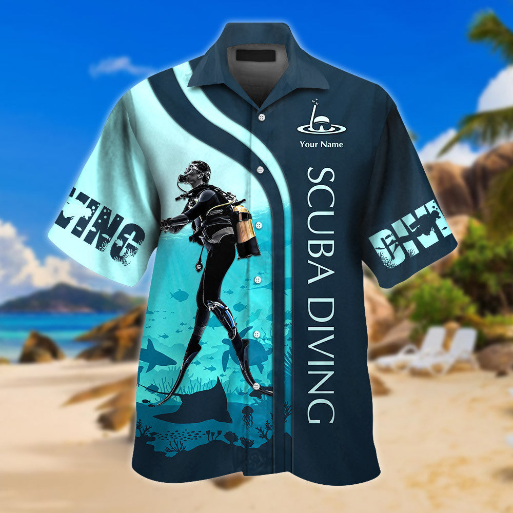 Scuba Diving Tee Shirt Custom Name Scuba Diver Shirts Diving 3D Shirt