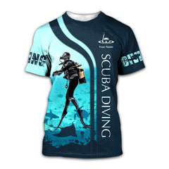 Scuba Diving Tee Shirt Custom Name Scuba Diver Shirts Diving 3D Shirt