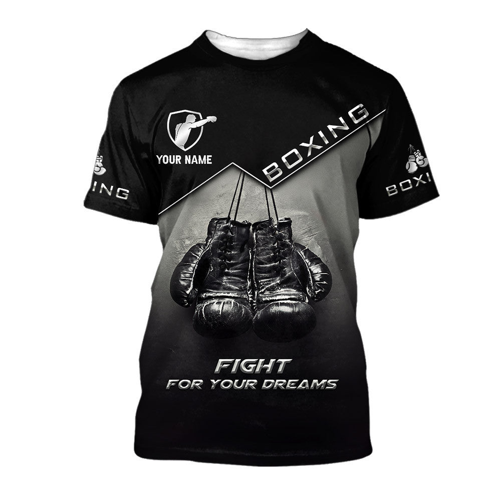 Customize name Boxing Tee Shirt Boxing Gloves 3D Print Shirts Fight For Your Dream