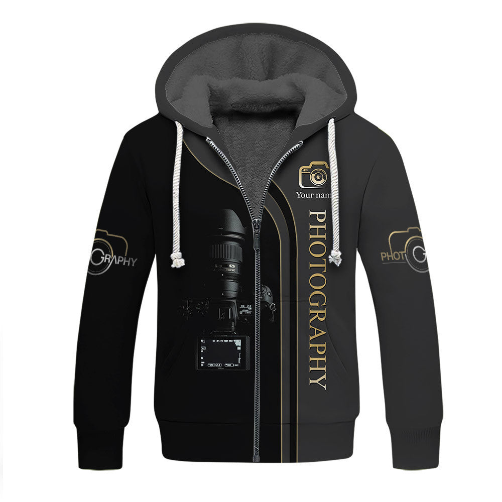 Custom Photographer Zipper Hoodie Camera Pattern Design Shirts