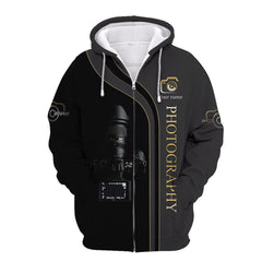 Custom Photographer Zipper Hoodie Camera Pattern Design Shirts