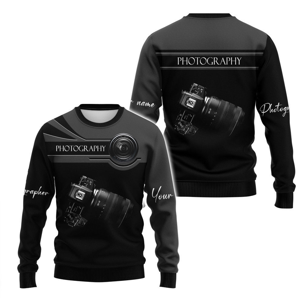 Photographer Zipper Hoodie R5 Camera Pattern Design Personalized Name Shirts