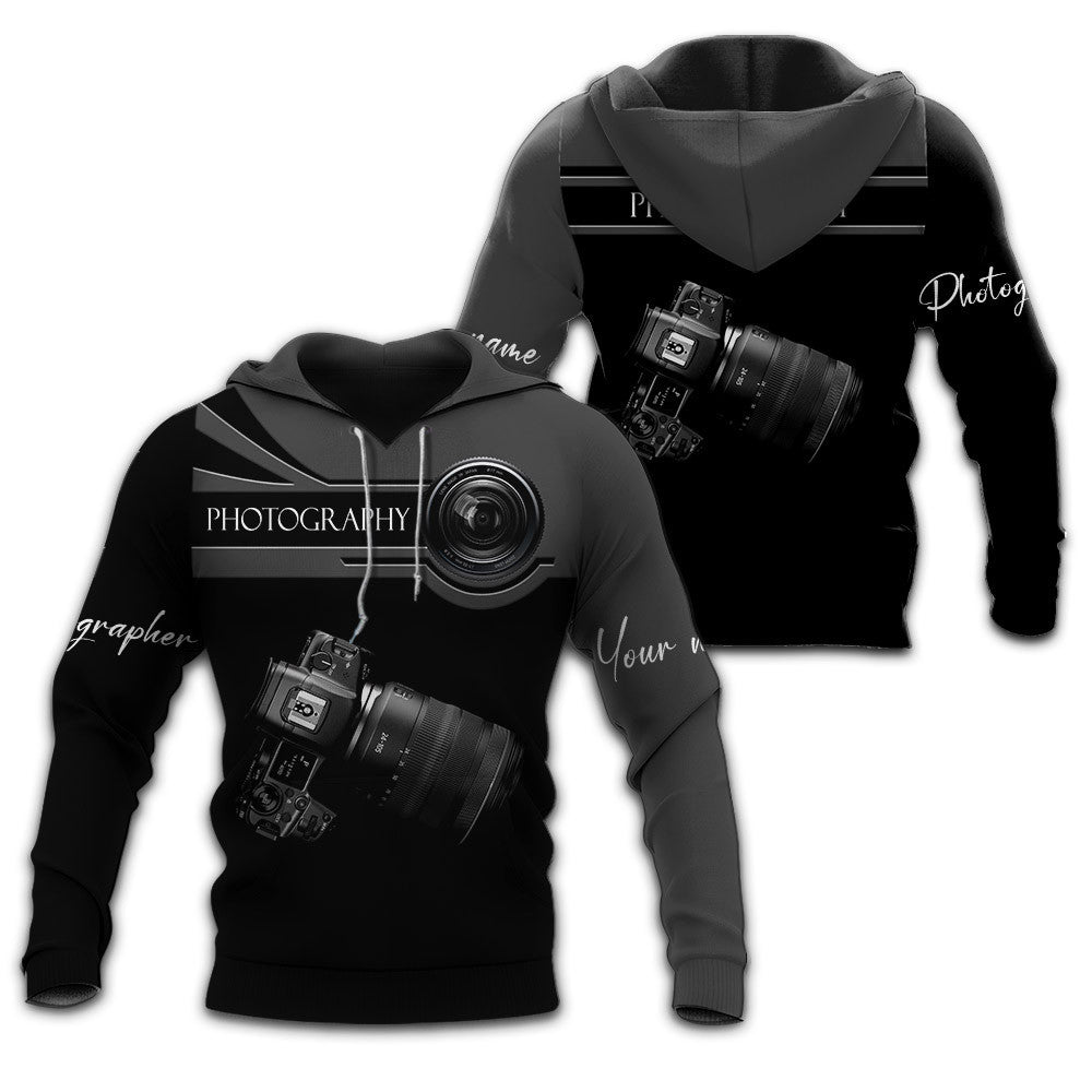 Photographer Zipper Hoodie R5 Camera Pattern Design Personalized Name Shirts