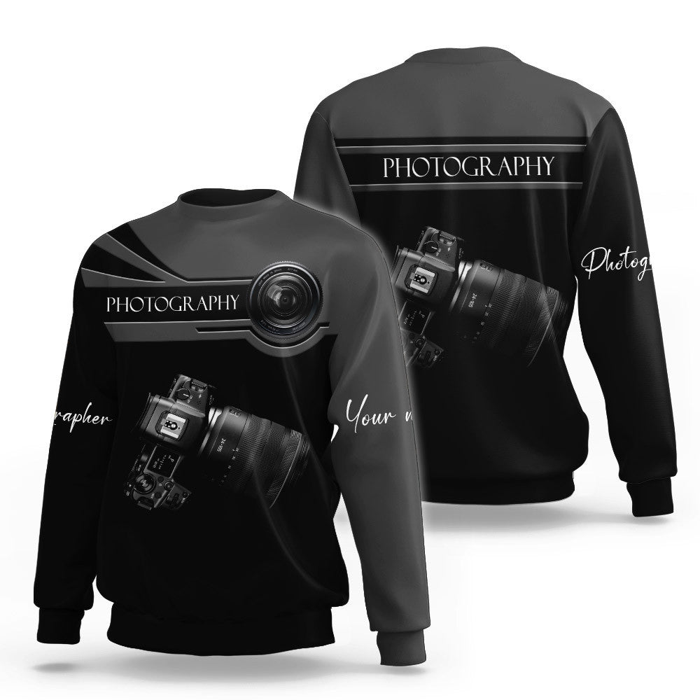 Photographer Zipper Hoodie R5 Camera Pattern Design Personalized Name Shirts