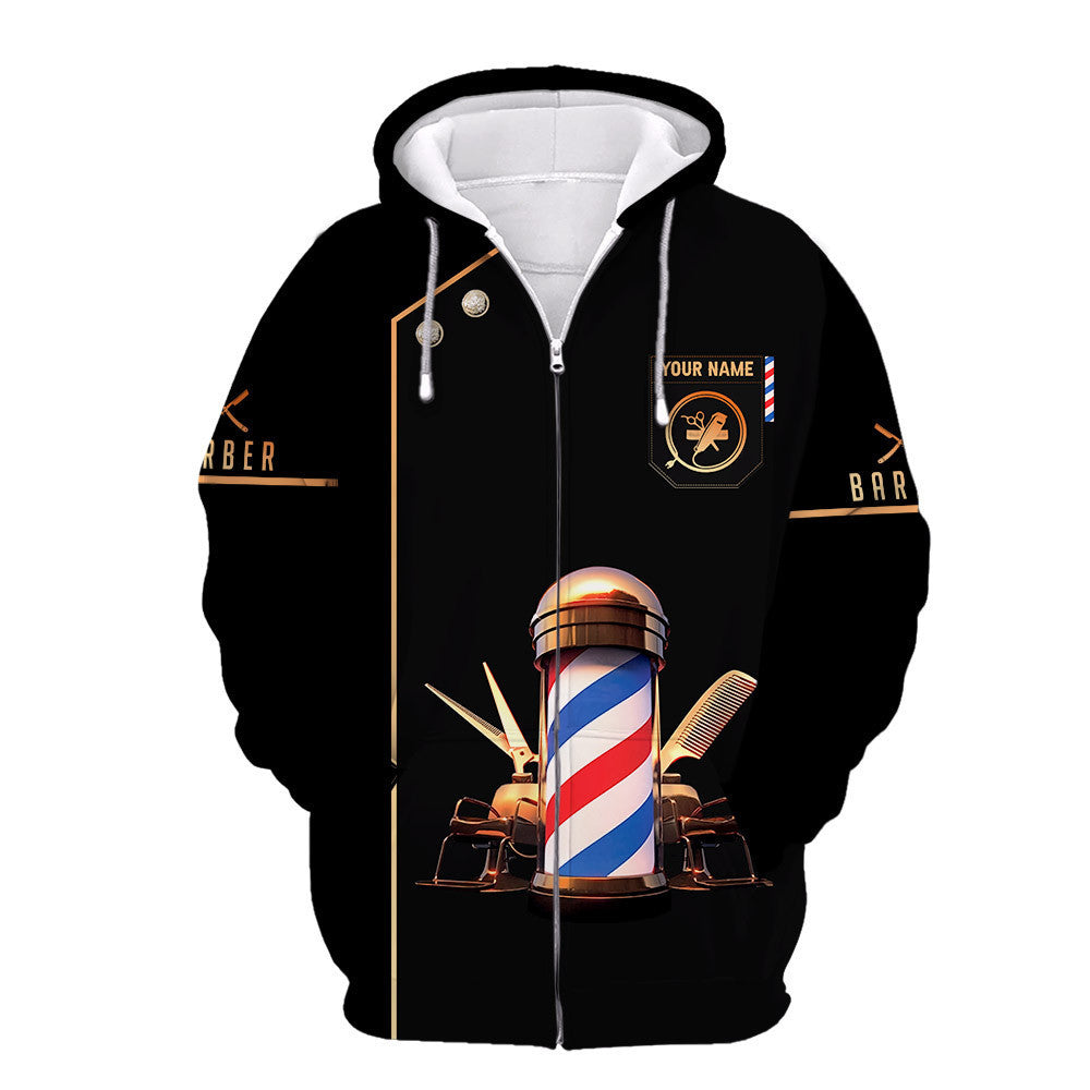 Barber Zipper Hoodie Custom Barber Shirt Barber Shop Uniform, Barber Shirts Barber T Shirt Design Custom Barber Shirts