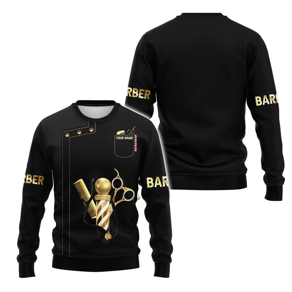 Barber Zipper Hoodie Custom Barber Shop Shirts Black Barber Uniform