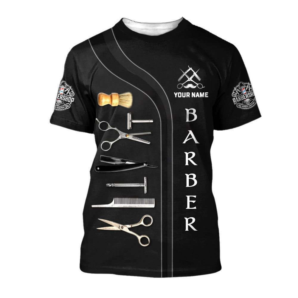 Barber Shop T Shirt Custom name Barber T-Shirt, Barber Shirts Barber T Shirt Design Custom Barber Shirts