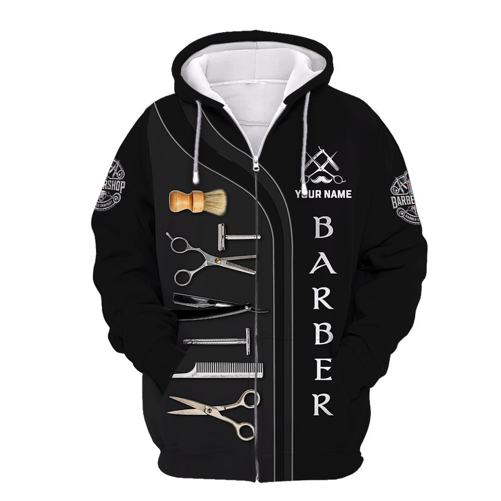 Barber Shop Zipper Hoodie Custom Barber Hoodie, Barber Shirts Design Custom Barber Shirts