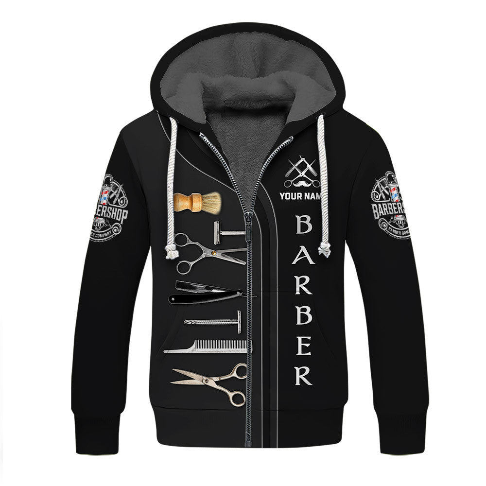 Barber Shop Zipper Hoodie Custom Barber Hoodie, Barber Shirts Design Custom Barber Shirts