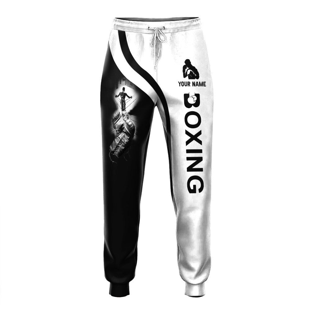 Boxing Custom Sweatpants Gift For Boxing Lovers Black & White Boxing Gloves 3D Sweatpants