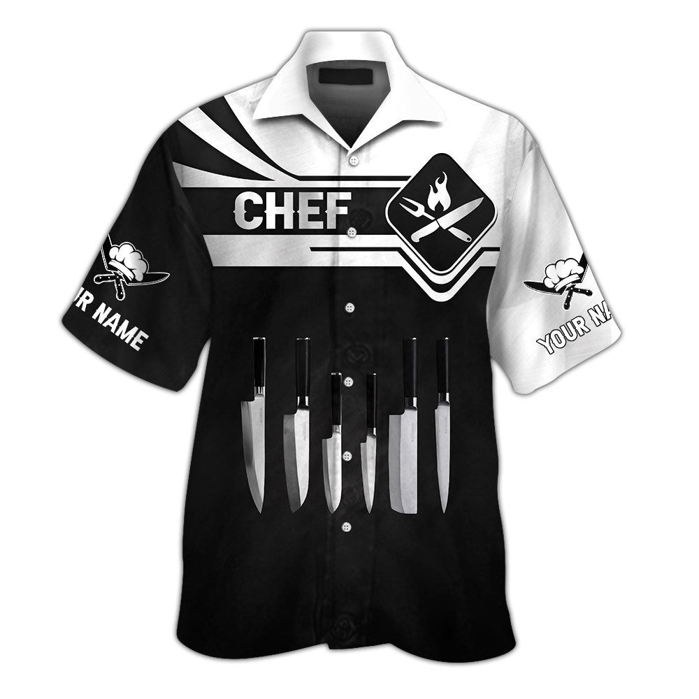 Chef Zipper Hoodie Cook 3D All Over Printed Black & White Custom Name 3D Shirts