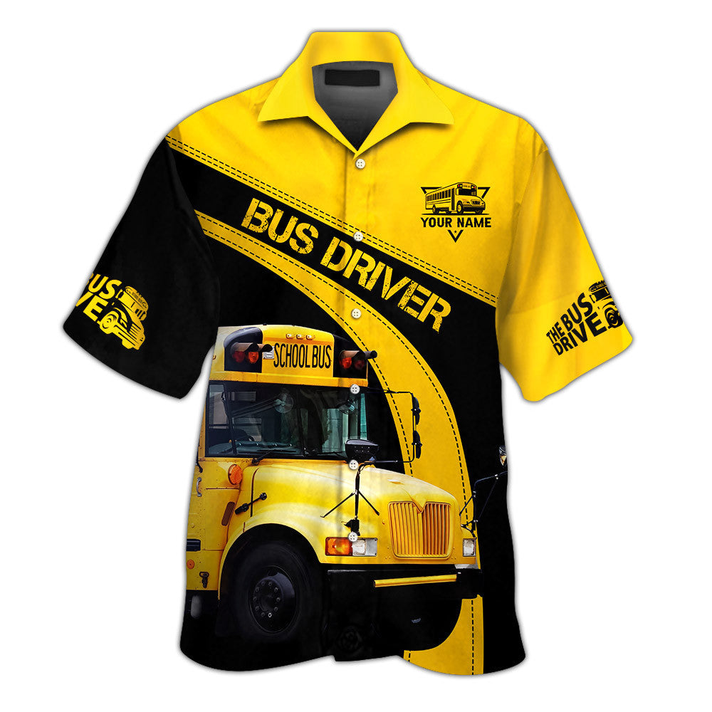 Custom Bus Driver Zipper Hoodie School Bus 3D Print Shirt Black & Yellow School Bus Shirts