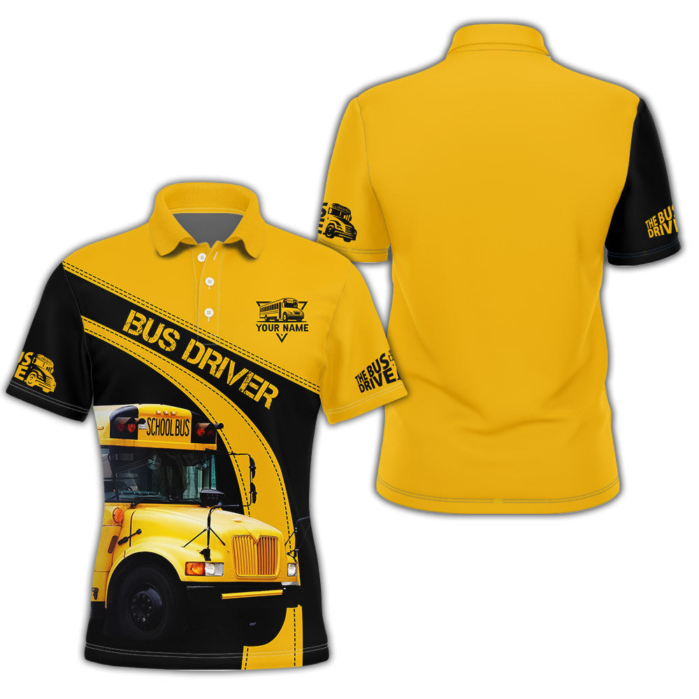 Custom Bus Driver Zipper Hoodie School Bus 3D Print Shirt Black & Yellow School Bus Shirts