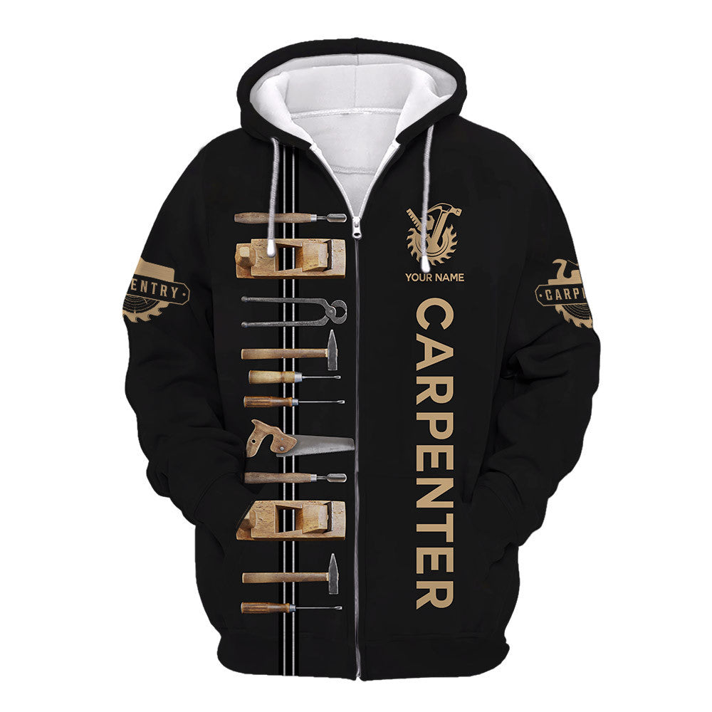 Carpenter Zipper Hoodie Carpenter 3D All Over Printed Custom Name Carpenter 3D Zipper Hoodie