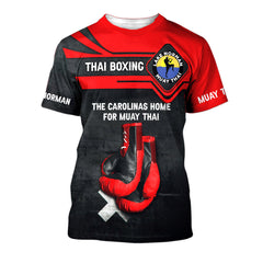 The Carolinas Home For Muay Thai Personalized Shirts Red Muay Thai Gloves 3D Full Print Shirts