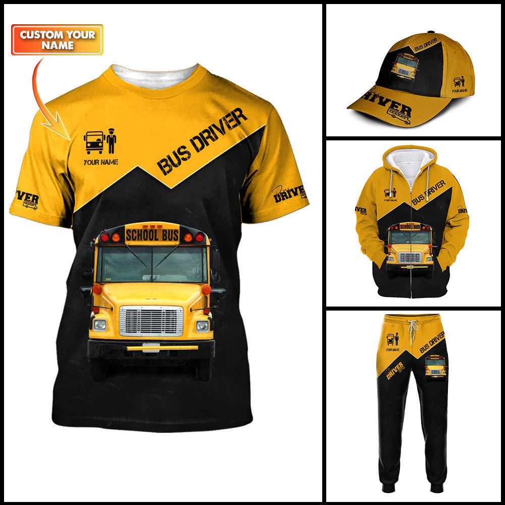 Bus Driver Custom 3D Zipper Hoodie School Bus 3D Full Print Zipper Hoodie School Bus