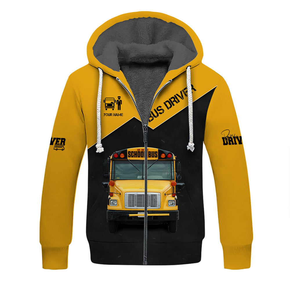 Bus Driver Custom 3D Zipper Hoodie School Bus 3D Full Print Zipper Hoodie School Bus