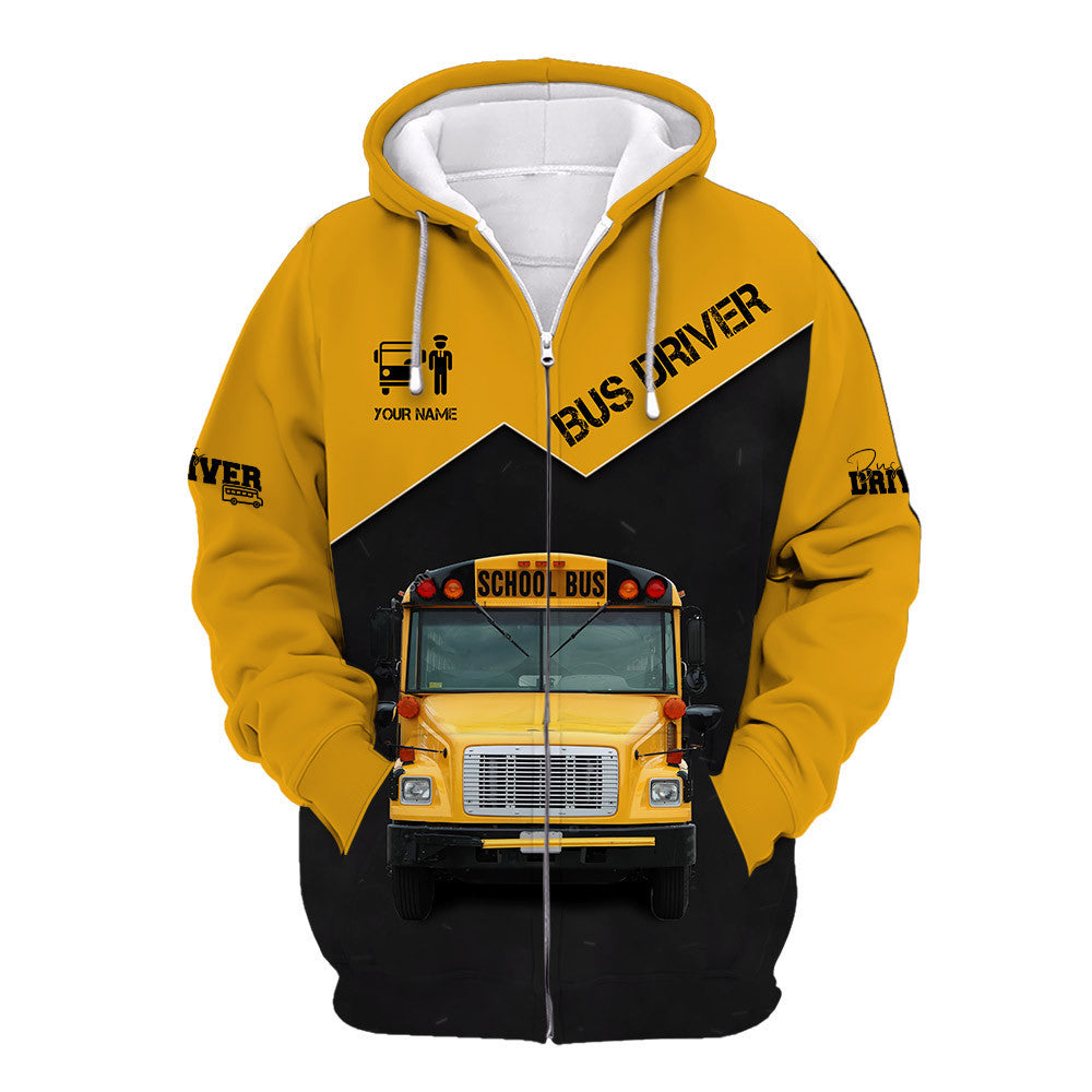 Bus Driver Custom 3D Zipper Hoodie School Bus 3D Full Print Zipper Hoodie School Bus