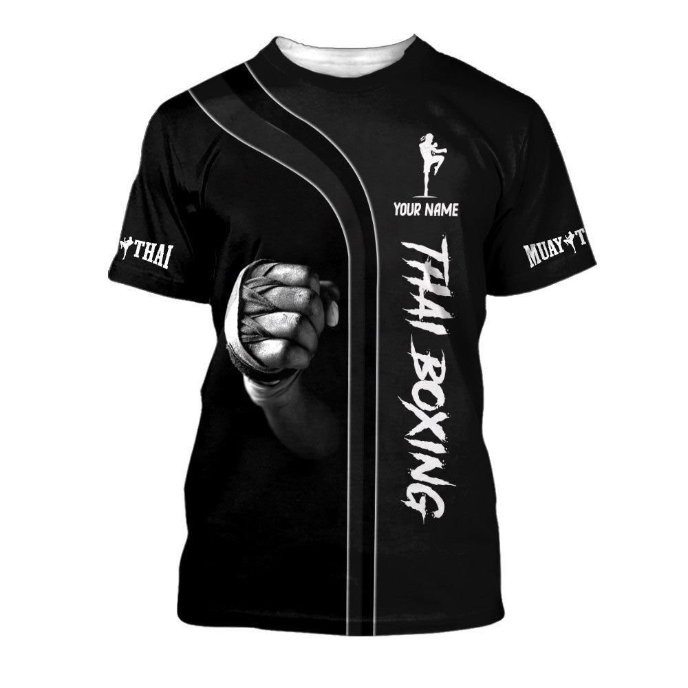 Muay Thai 3D Tee Shirt Thai Boxing Customize name T Shirt Gift For Muay Thai Lovers